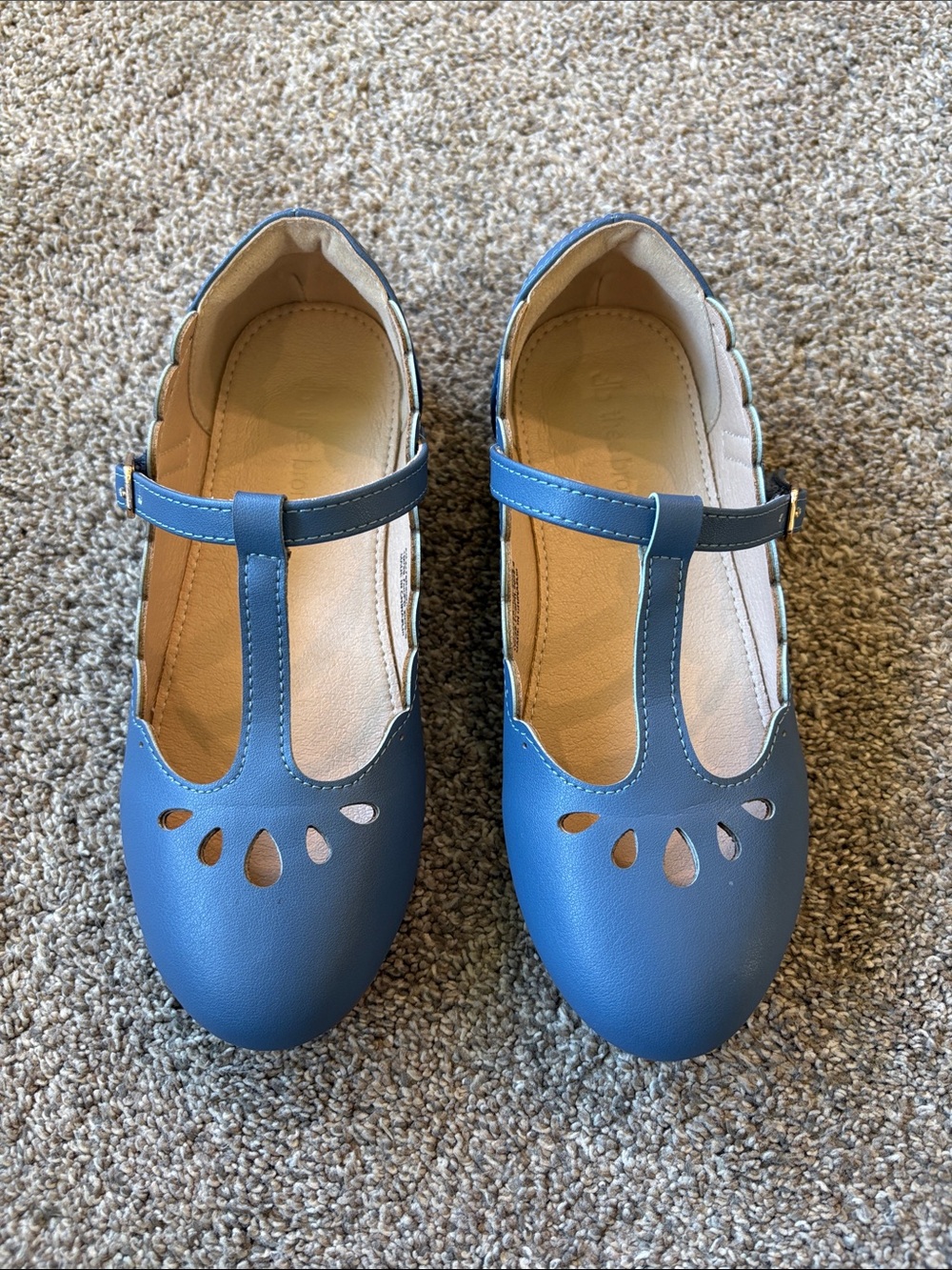 Thee Bron Girls' Blue T-Strap Dress Shoes Size 1